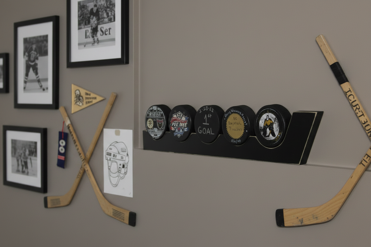 Hockey Puck Display: Holder, Rack, Hockey Room Decor, Player or Fan Gift