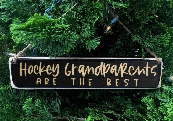 Hockey Grandparents Photo Display: Laser Cut Wood Sign, Hockey Gift
