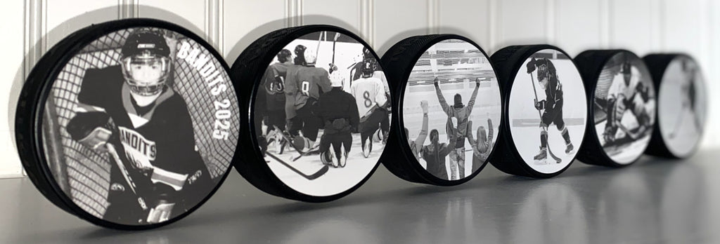 Custom Hockey Dad Gift: Hockey Puck Photo Display, Personalized Photos