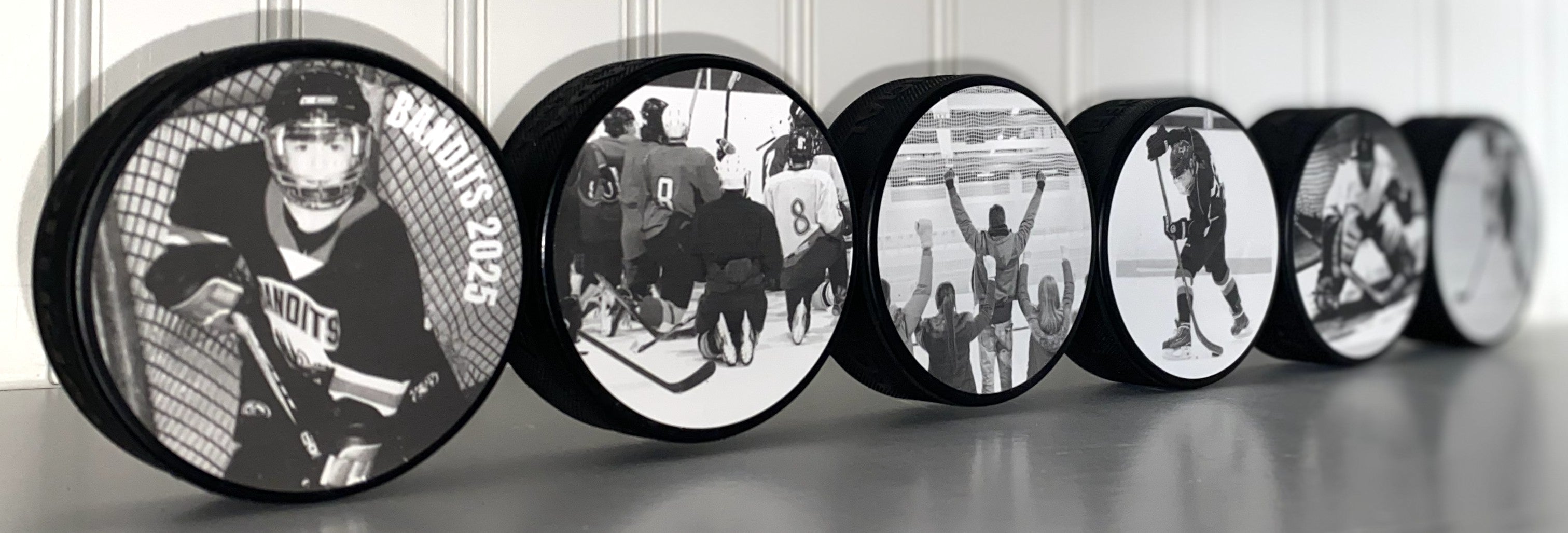 Custom Hockey Dad Gift: Hockey Puck Photo Display, Personalized Photos