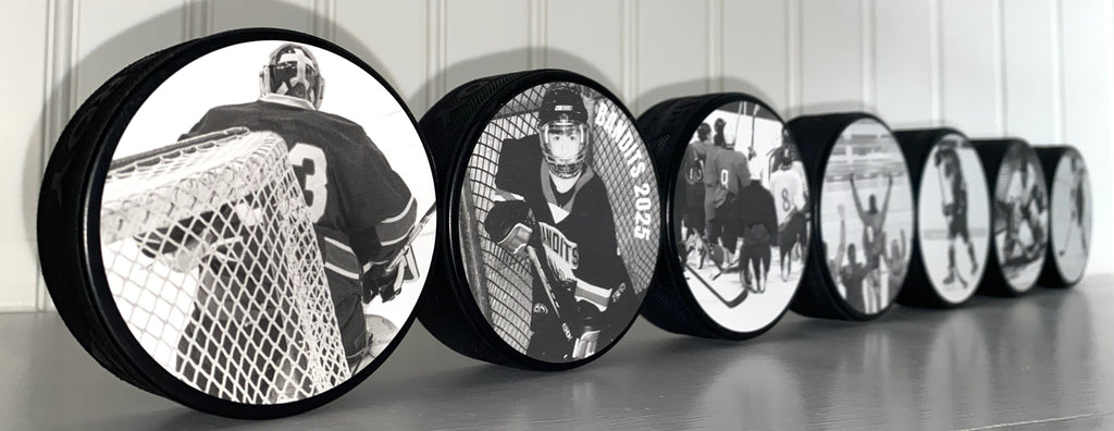 Custom Hockey Dad Gift: Hockey Puck Photo Display, Personalized Photos