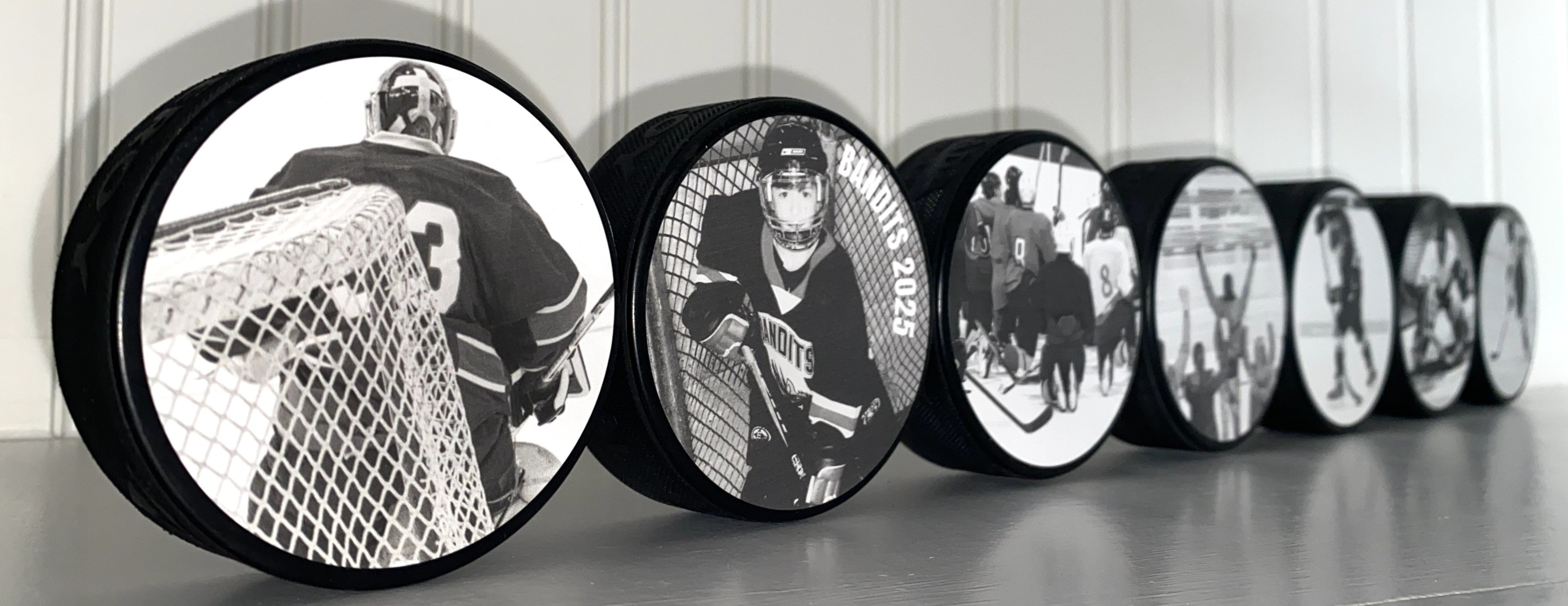 Custom Hockey Dad Gift: Hockey Puck Photo Display, Personalized Photos
