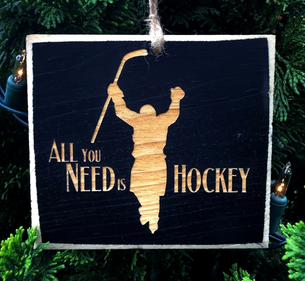 Distressed Hockey Sign: Vertical Stacked Letters, Hockey Decor