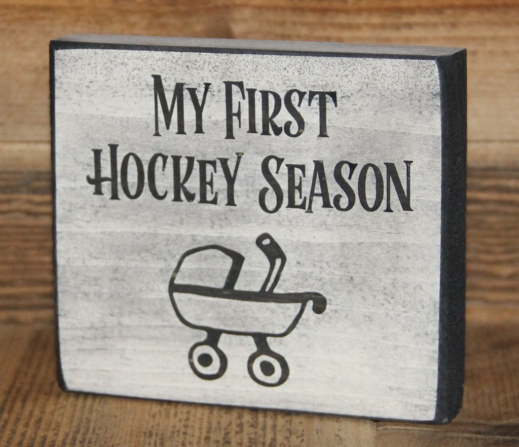 Hockey Ornament, Laser Cut Distressed Wood Sign, Team Gift