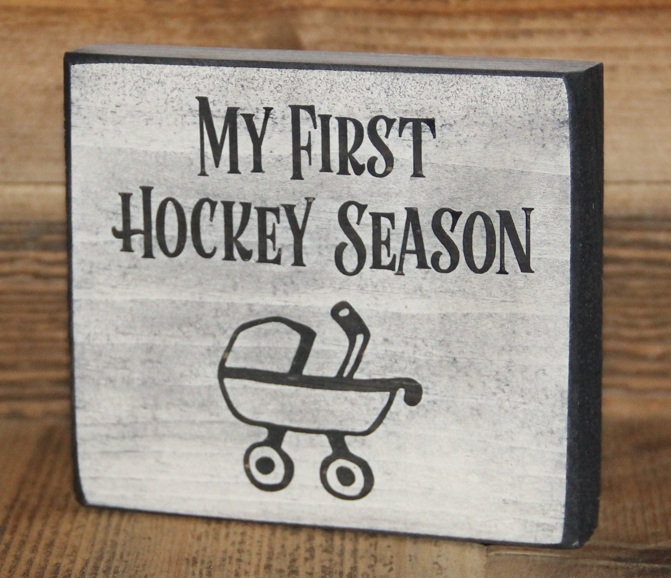 Hockey Ornament, Laser Cut Distressed Wood Sign, Team Gift
