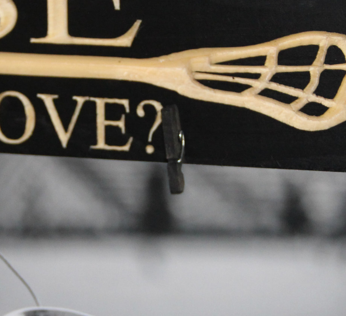 Lacrosse Sign: Wood, Black, Coach Gift, Player Room Decor