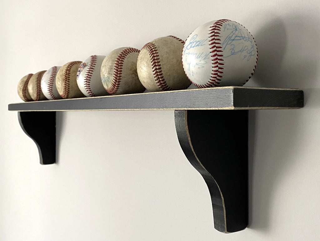 Baseball Display: Black or Off-White, Shelves available, Baseball Player Gift