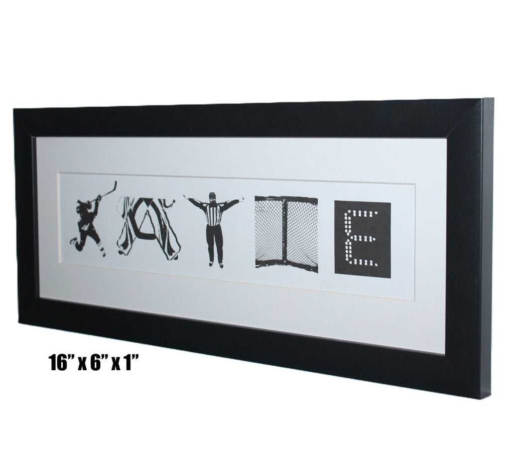 Personalized Hockey Name Art: Framed Hockey Room Decor