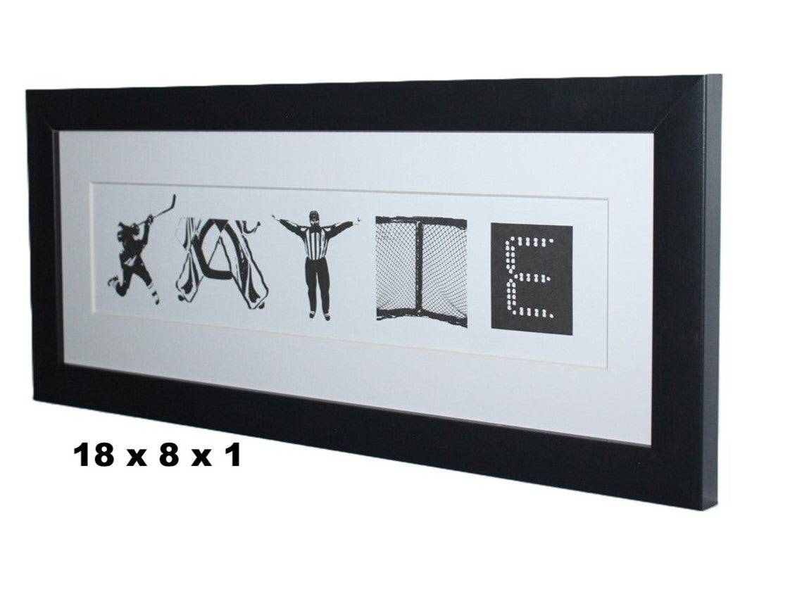 Personalized Hockey Name Art: Framed Hockey Room Decor