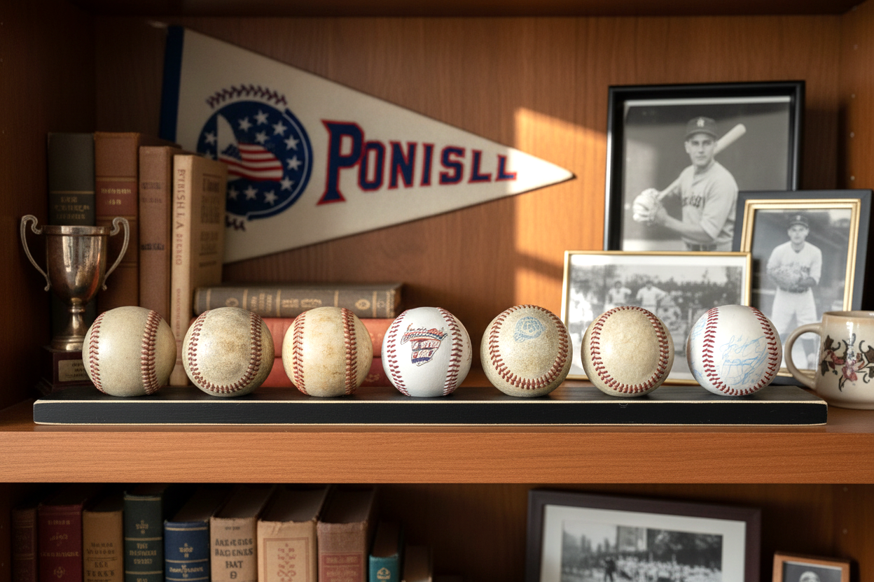 Baseball Display: Black or Off-White, Shelves available, Baseball Player Gift