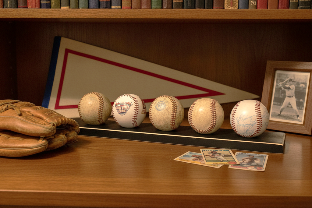 Baseball Display: Black or Off-White, Shelves available, Baseball Player Gift