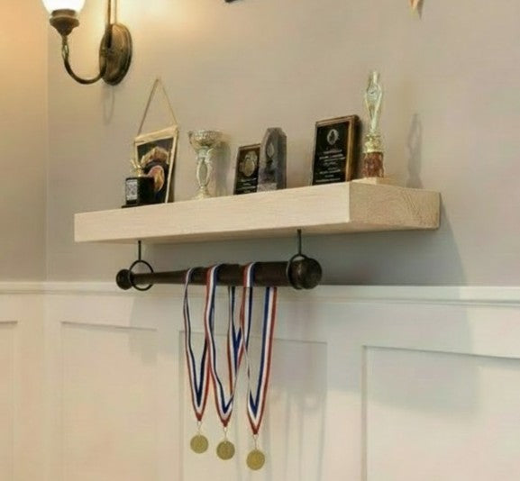 Baseball Trophy Display Shelf with Bat and Medal Holder, Memorabilia, Awards