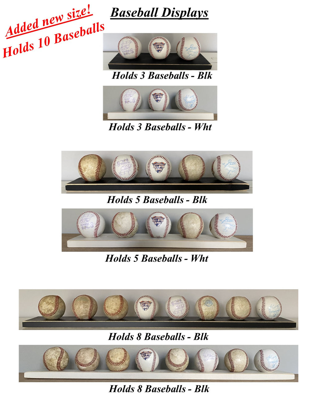 Baseball Display: Black or Off-White, Shelves available, Baseball Player Gift
