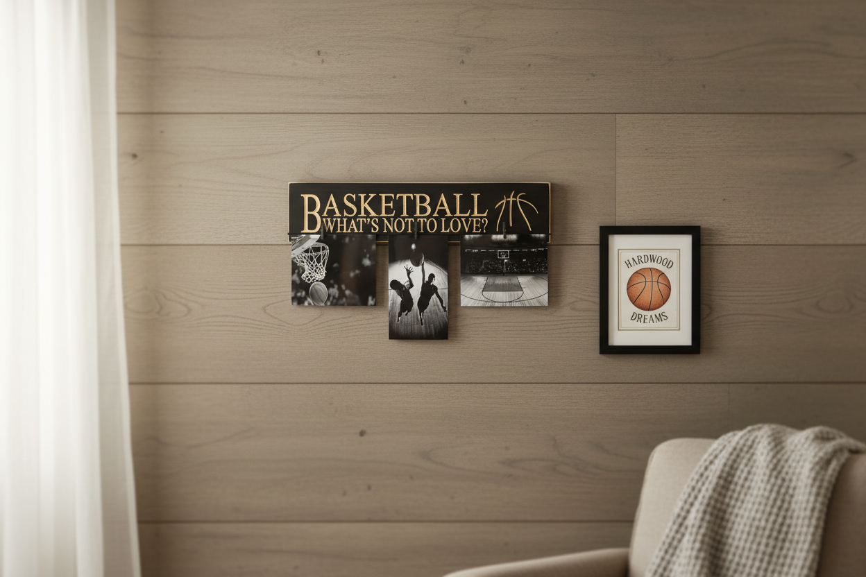 Basketball Photo Display: Black Wood, Frame