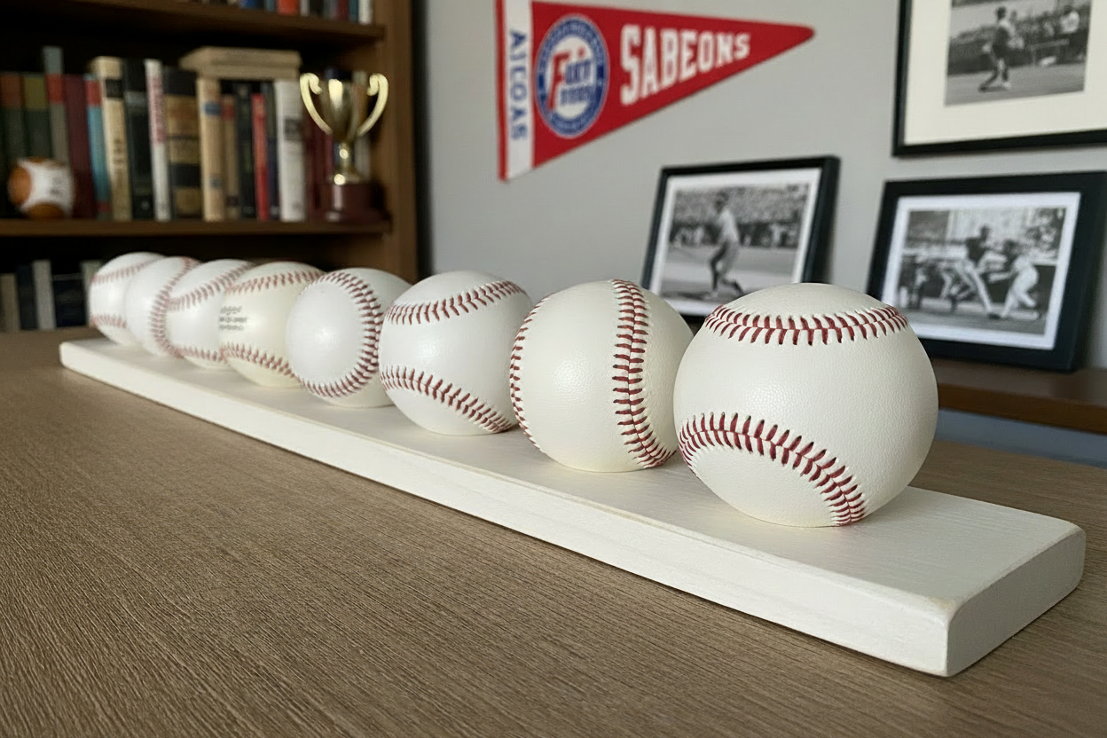 Baseball Display: Black or Off-White, Shelves available, Baseball Player Gift