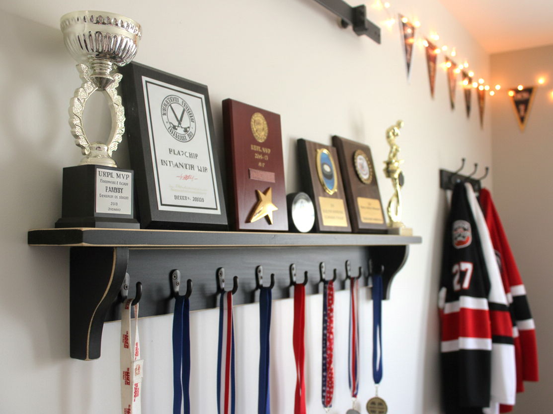 Sports Trophy Shelf: Athlete Wall Decor, Trophy, Memorabilia Display (Copy)