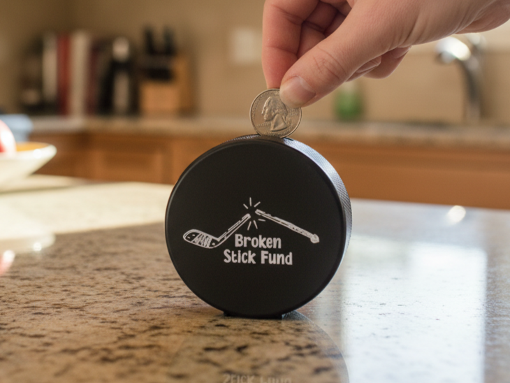 Hockey Puck Coin Bank: Broken Stick Fund, Hockey Gift