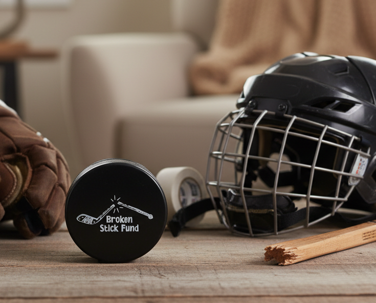 Hockey Puck Coin Bank: Broken Stick Fund, Hockey Gift