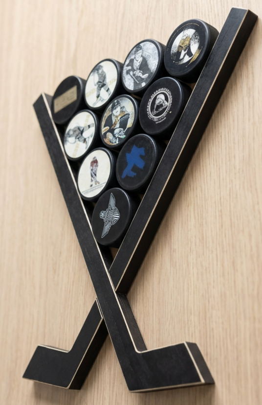 Hockey Puck Display Rack, Crossed Hockey Stick Wall Decor, Hockey Player, Fan, Mom, Dad, Gift
