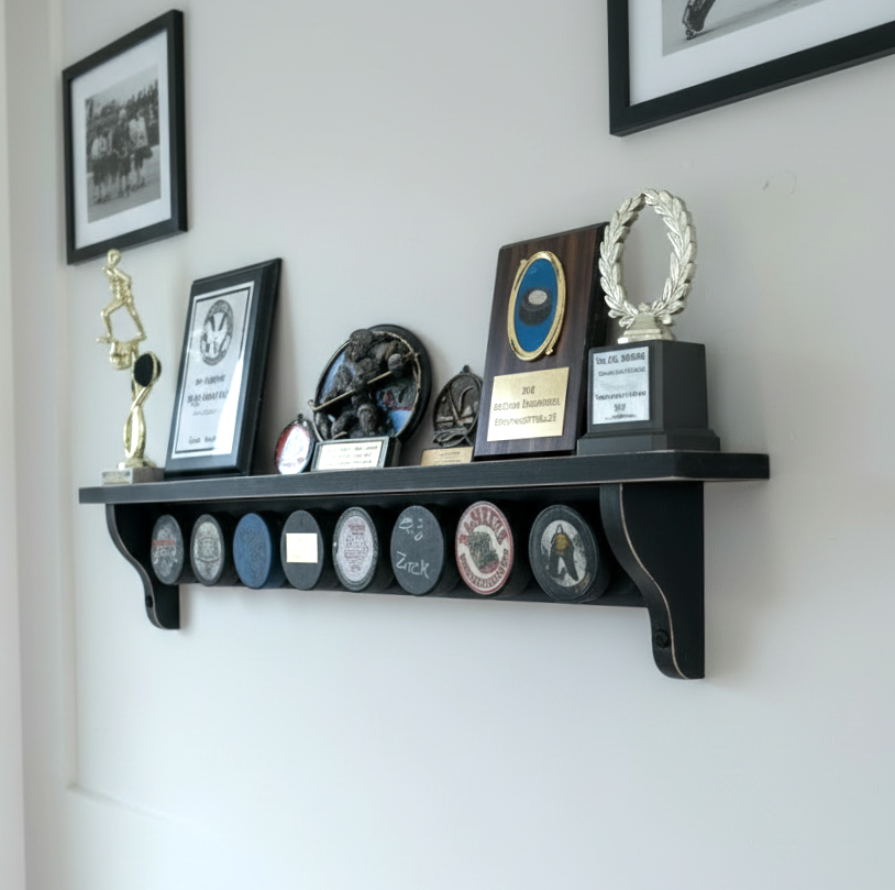 Hockey Puck Display Shelf: Trophy and Medal Holder