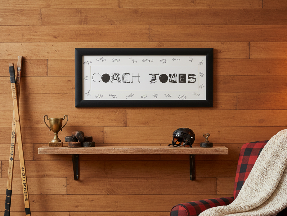 Personalized Hockey Name Art: Framed Hockey Room Decor