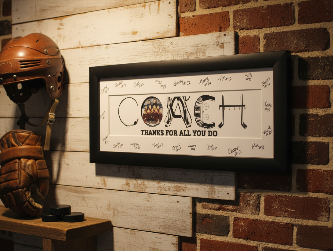 Custom Hockey Photo Frame, Personalized Wall Decor (18x8x1)
