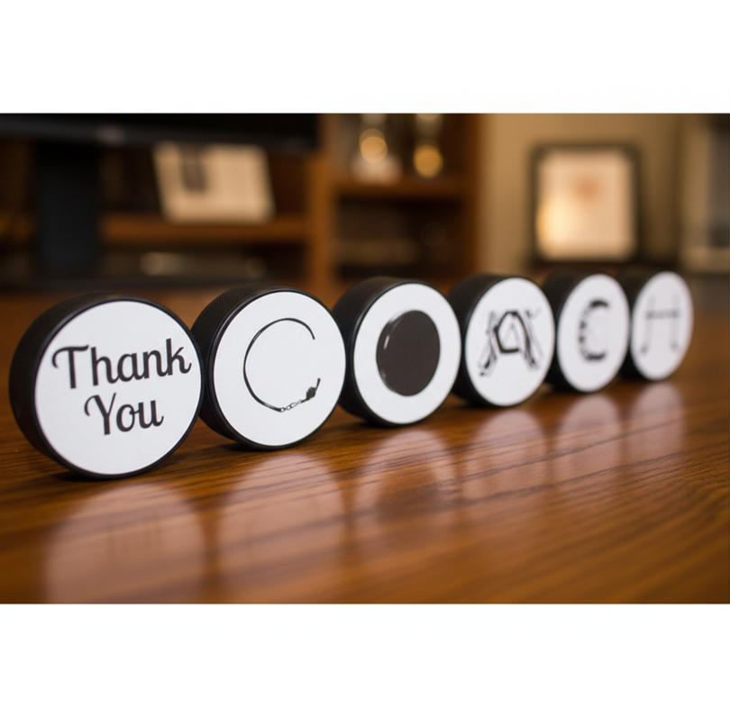 Hockey Coach Gift: "Thank You COACH" Puck Sign