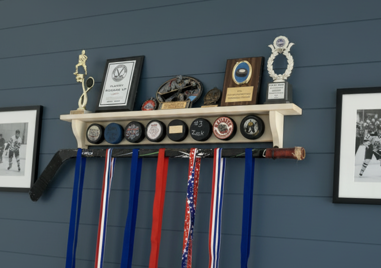 Hockey Puck Display Shelf: Trophy and Medal Holder