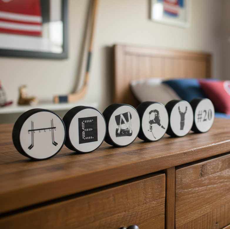 Personalized Hockey Name Puck Decor: Hockey Player Gift