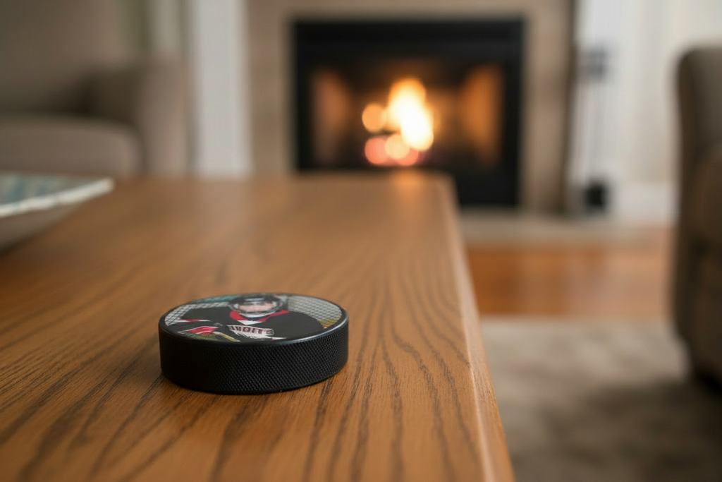 Custom Hockey Dad Gift: Hockey Puck Photo Display, Personalized Photos