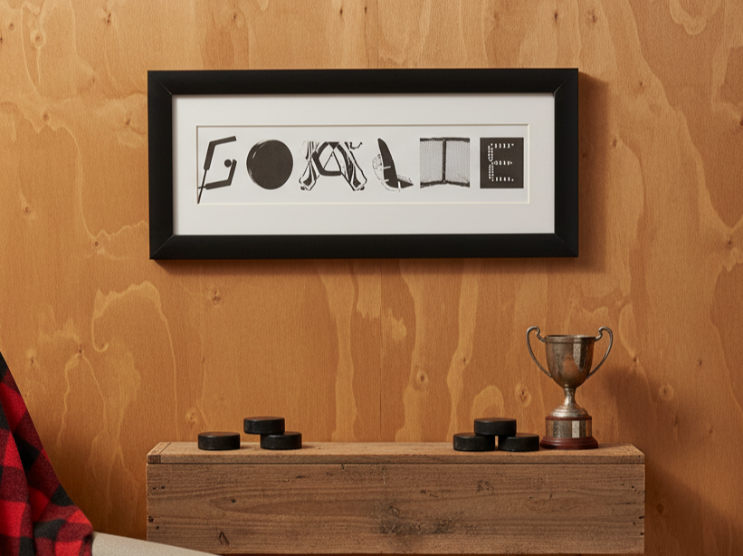 Custom Hockey Photo Frame, Personalized Wall Decor (18x8x1)
