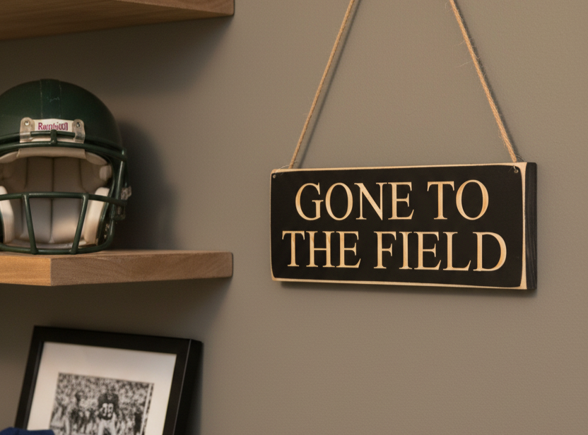 Gone to the Field Sign, Football, Lacrosse, Soccer, Baseball, Softball, Gift
