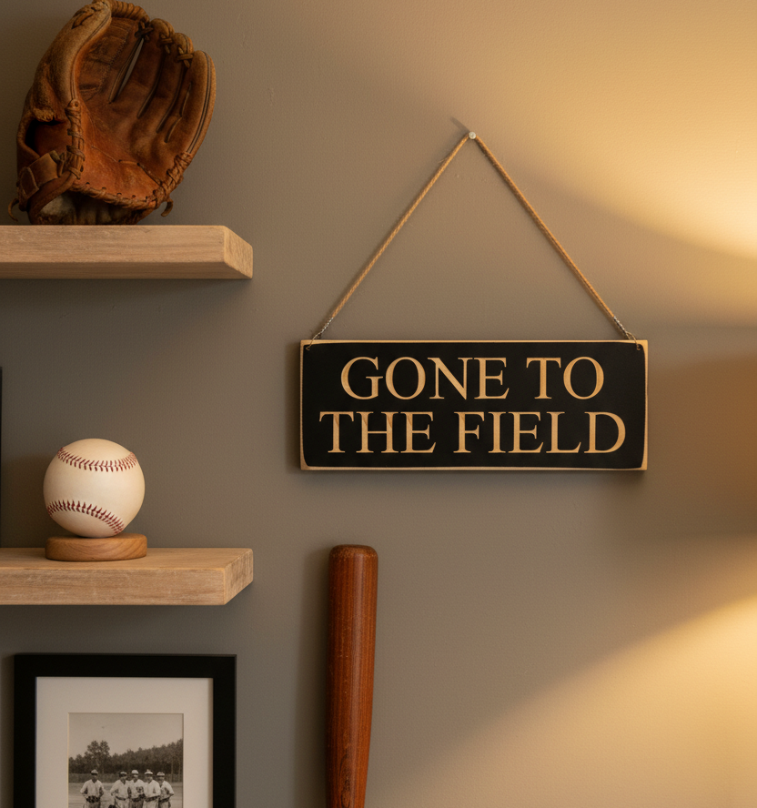 Wood Sports Sign: "Gone to the Field" Baseball, Soccer, Lacrosse, Football