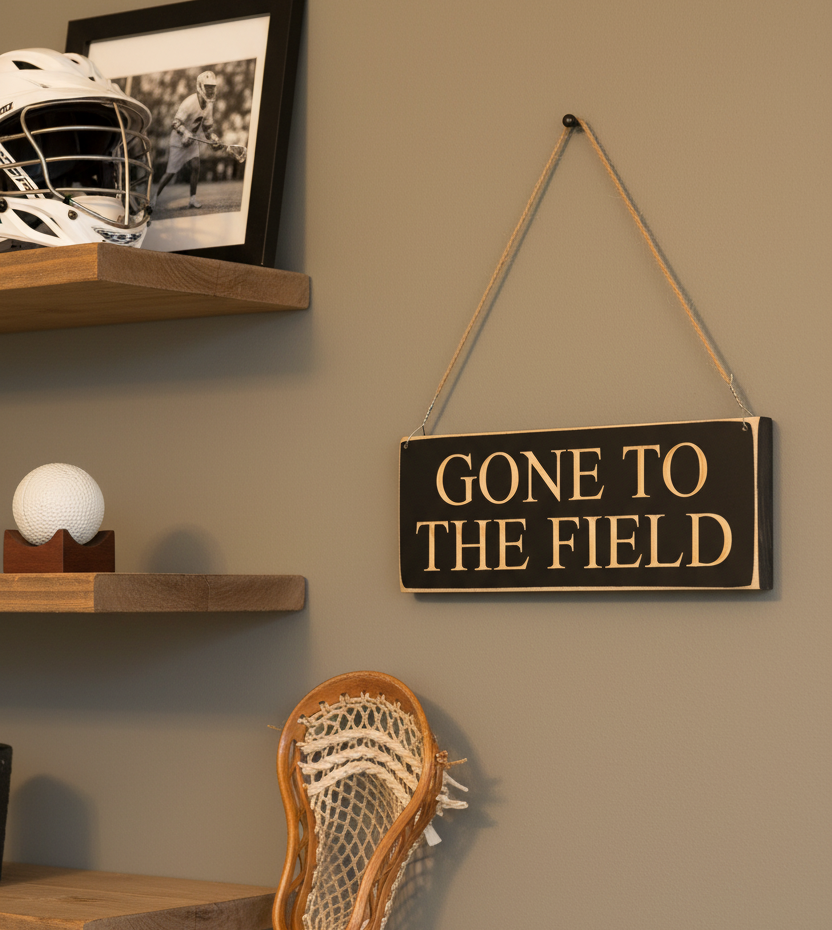 Gone to the Field Sign, Lacrosse, Soccer, Baseball, Softball, Football, Gift