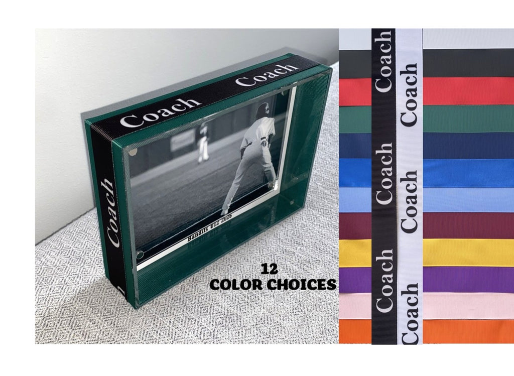 Baseball Coach Custom Photo Frame, Team Colors, 4x6, Any Sport, Lacrosse, Soccer, Softball