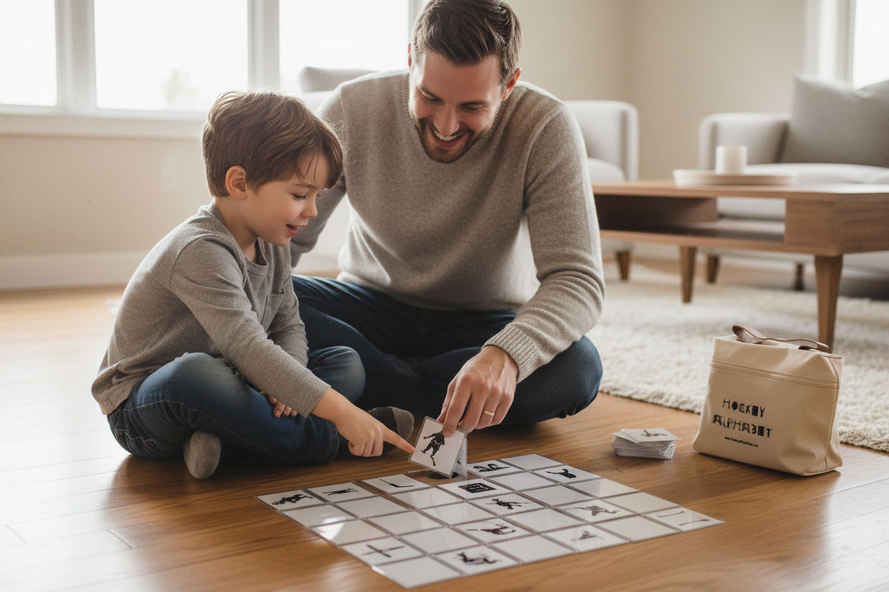 Hockey Matching Game: Learn to Spell, Memory Skills, Alphabet