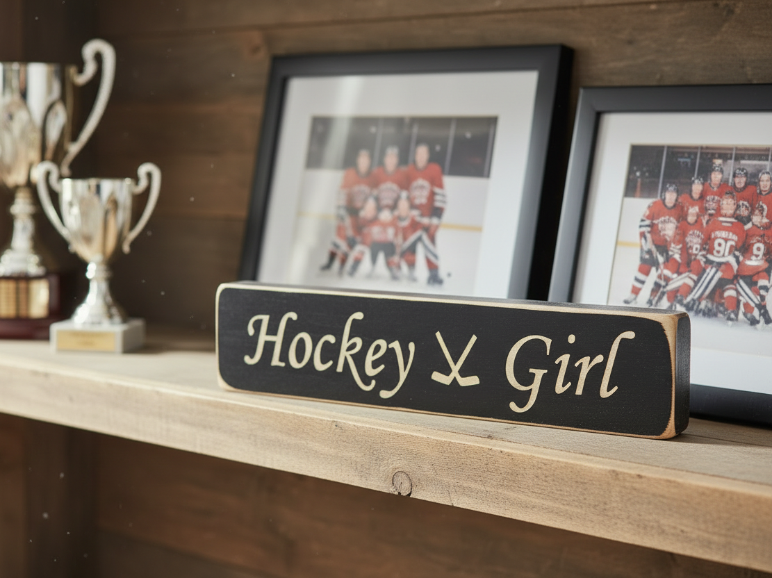 Hockey Girl Wood Sign: Hockey Decor