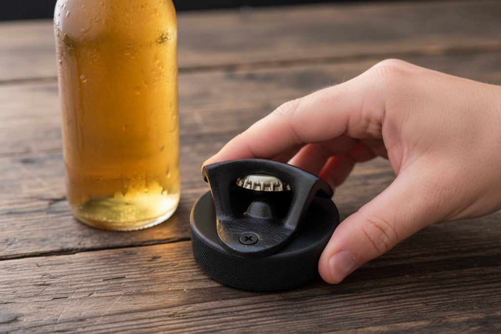 Hockey Puck Bottle Opener: Hockey Laces, Gift for Hockey Fan, Coach, Dad