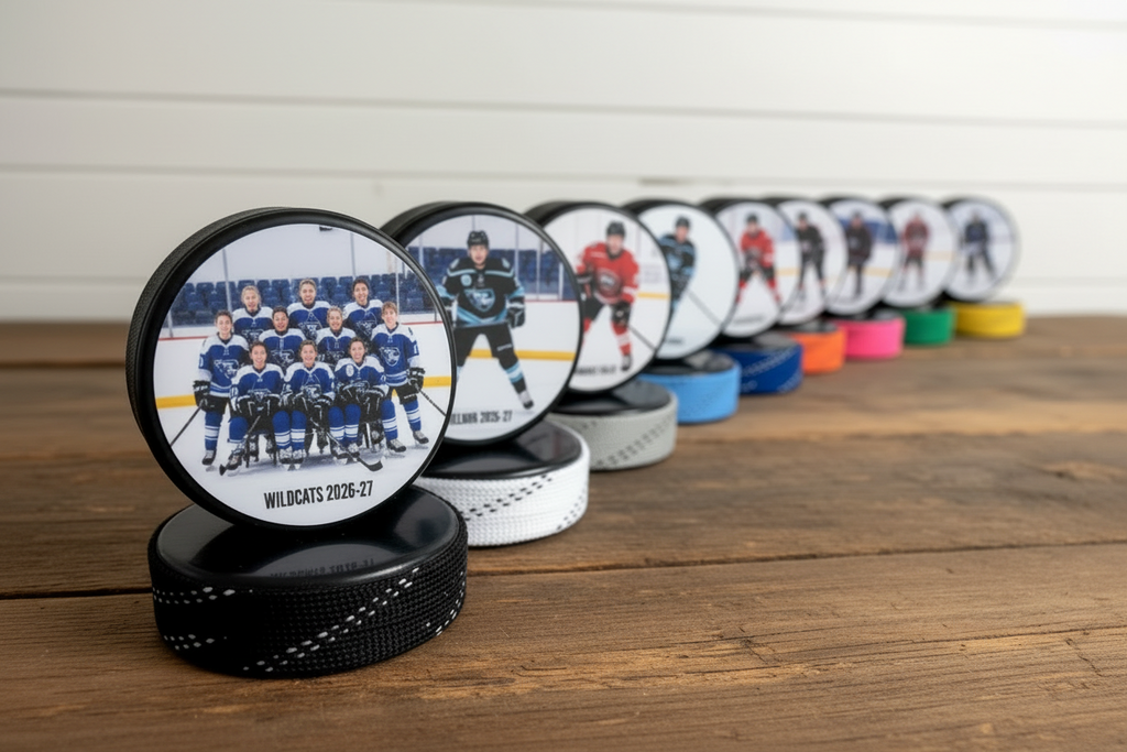 Custom Photo Hockey Puck: Personalized, Player, Coach, Team, 11 Color Choices