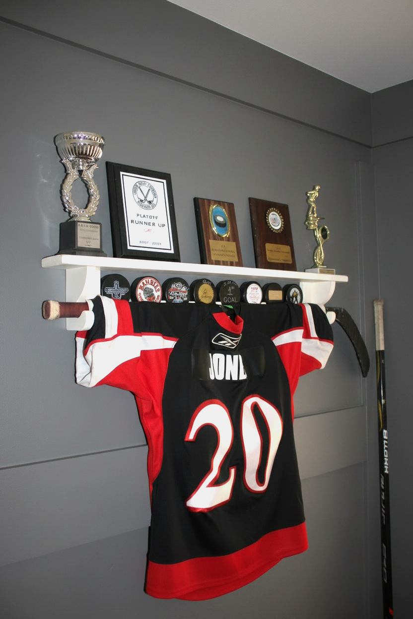 Hockey Puck Display Shelf, Trophy & Medal Organizer, Hockey Player Gift