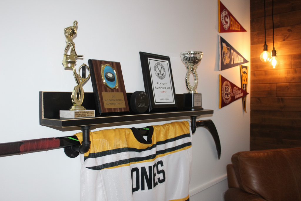 Industrial Pipe Hockey Trophy Shelf, Jersey or Medal Display