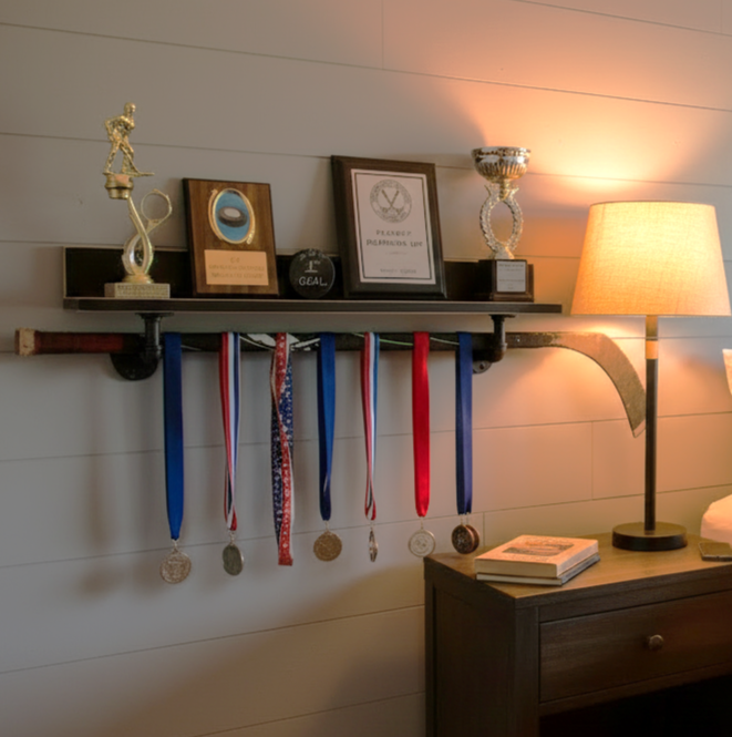 Industrial Pipe Hockey Trophy Shelf, Jersey or Medal Display