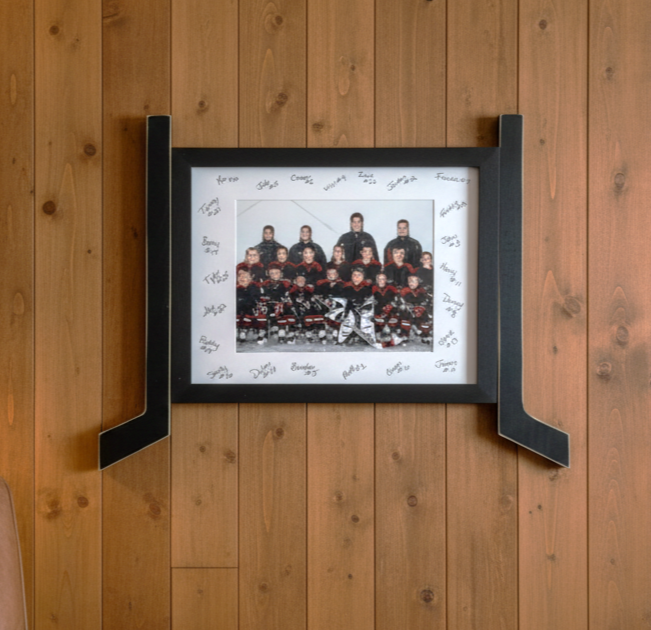 Hockey Stick Matted Photo Frame: Personalize by Team Signing the Mat, Hockey Coach Gift, Hockey Wall Decor, 8x10 Photo, Black