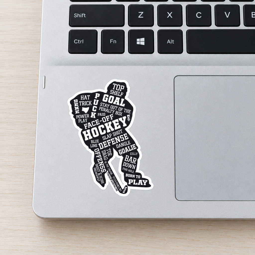 Hockey Player Decal: Laptop, Phone, Goodie Bag Sticker