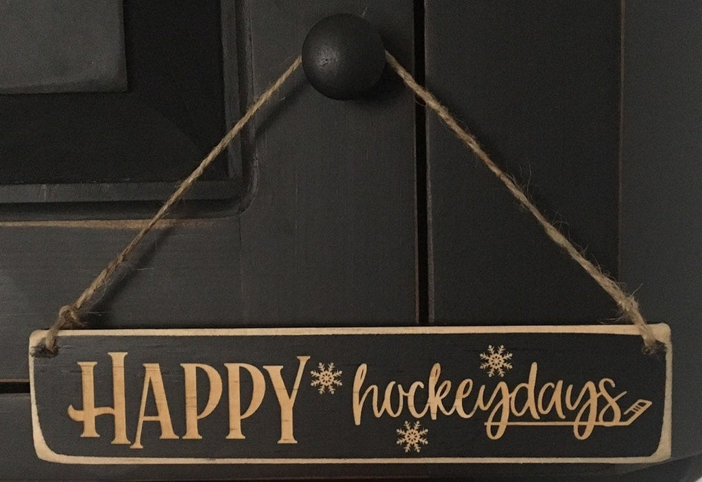 Happy Hockeydays Wood Sign: Hockey Christmas Decor