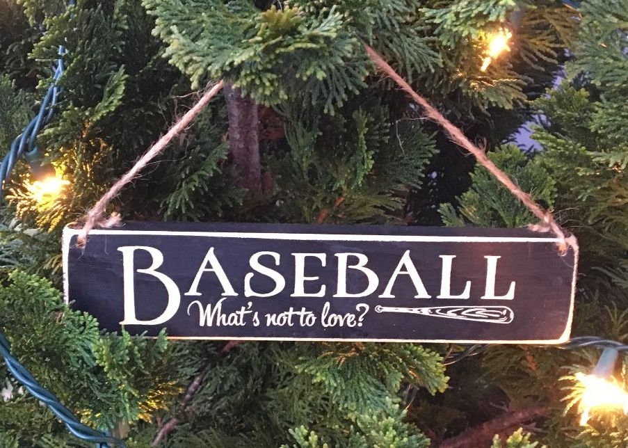 Baseball Ornament, Black Wood Sign, Baseball Coach Gift