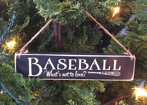 Baseball Ornament, Black Wood Sign, Baseball Coach Gift