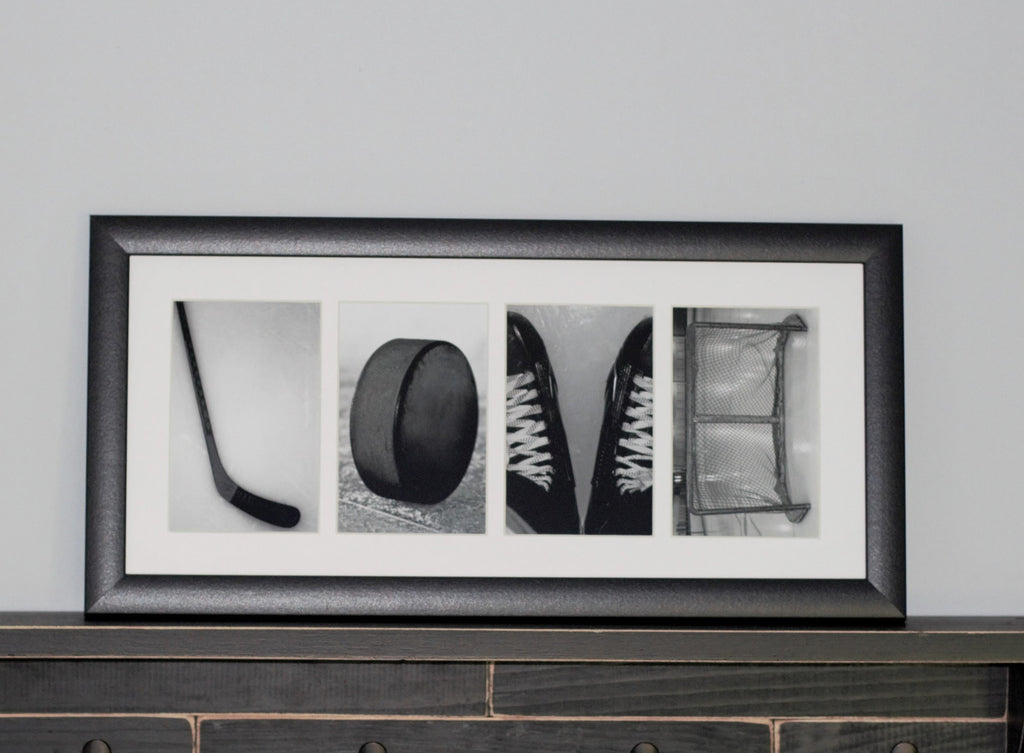 Hockey LOVE Photo Montage Frame: Hockey Mom/Girl Gift, Room Decor (9.5" x 20")
