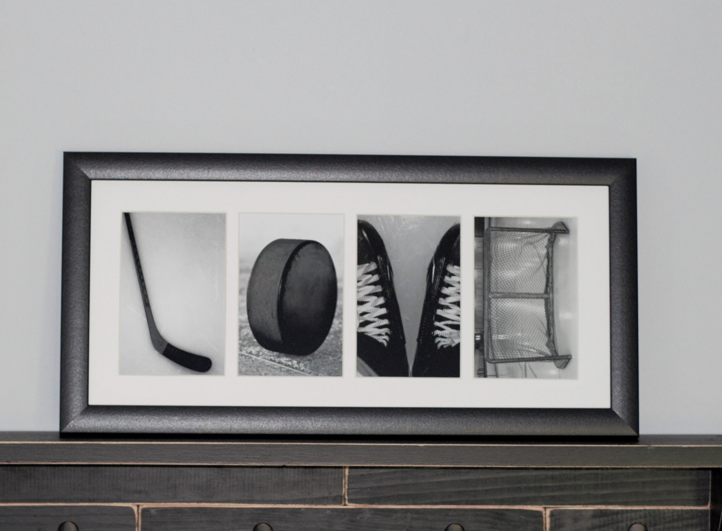 Hockey LOVE Photo Montage Frame: Hockey Mom/Girl Gift, Room Decor (9.5" x 20")
