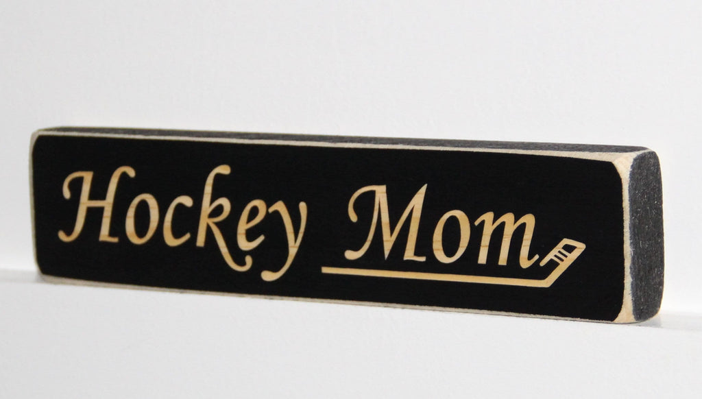Hockey Mom Ornament: Laser Cut Distressed Wood Sign